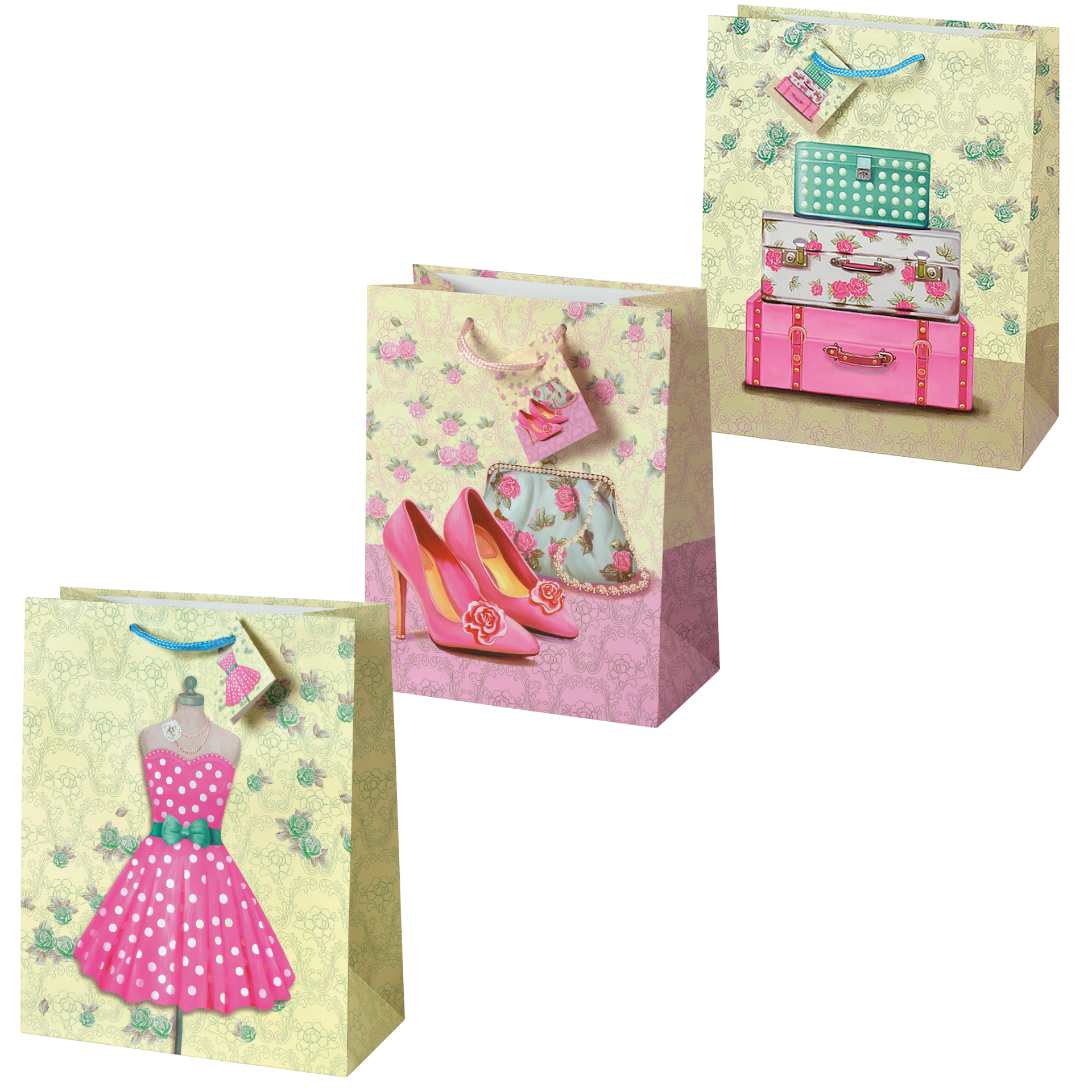 Sacosa Spring Vintage, din hartie cu maner din snur, 17.8 x 23 x 9.8 cm (20 buc/display)