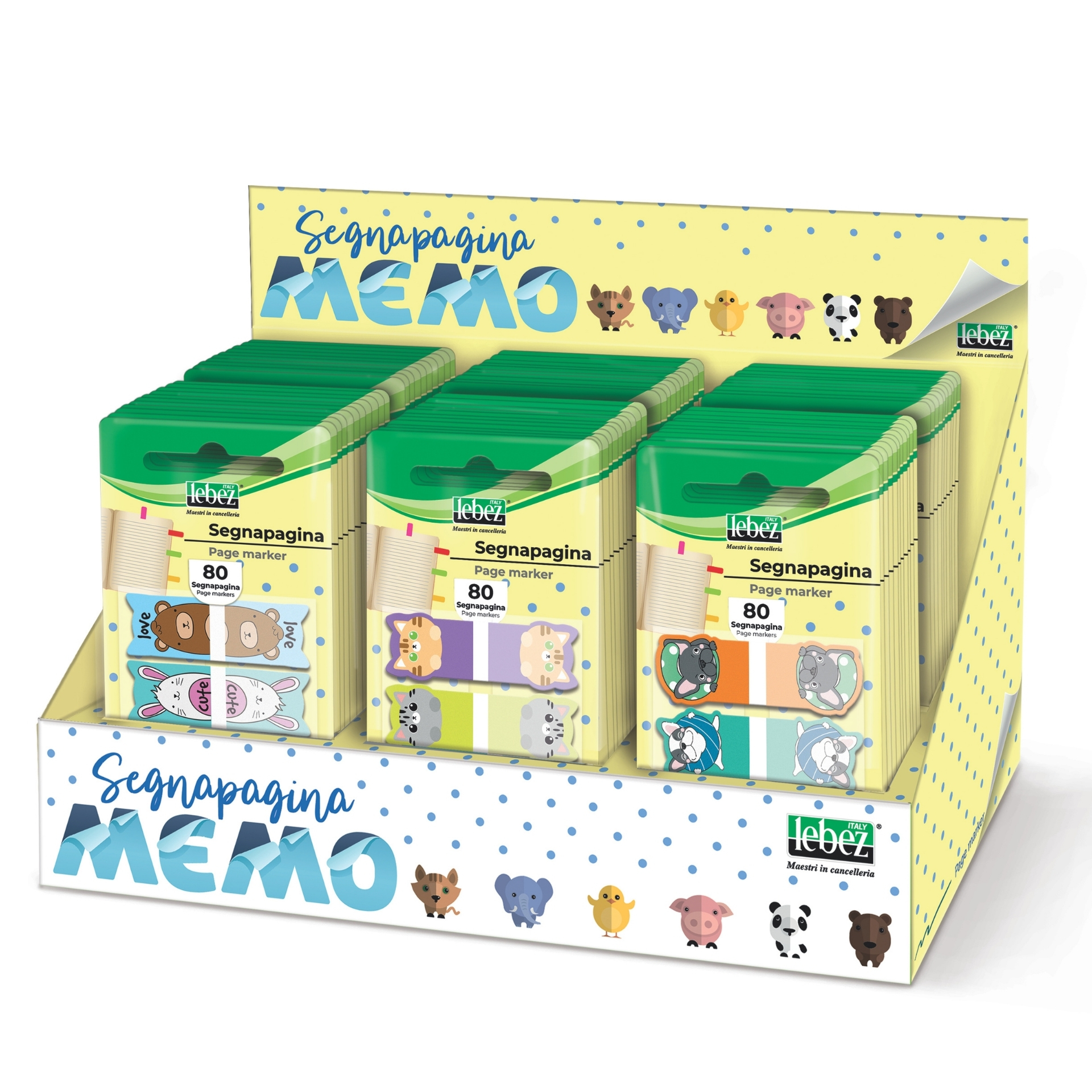 Bloc notes adeziv index, Fantasie Animale, din plastic (60 blister/display)