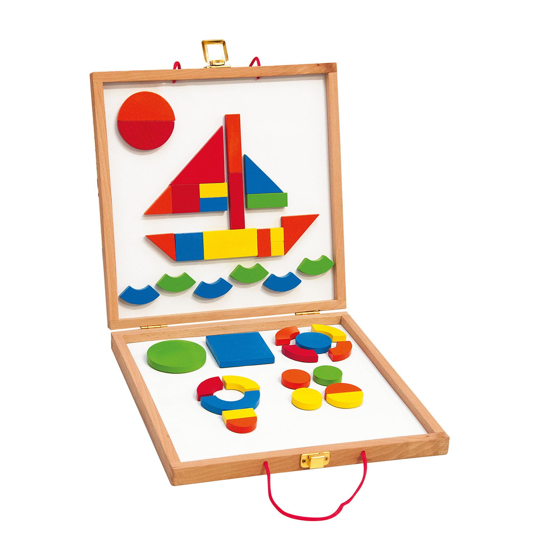 Jucarie din lemn – Tabla magnetica cu forme geometrice