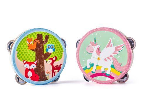 Jucarie din lemn – Tamburina cu Unicorni sau Prieteni din padure