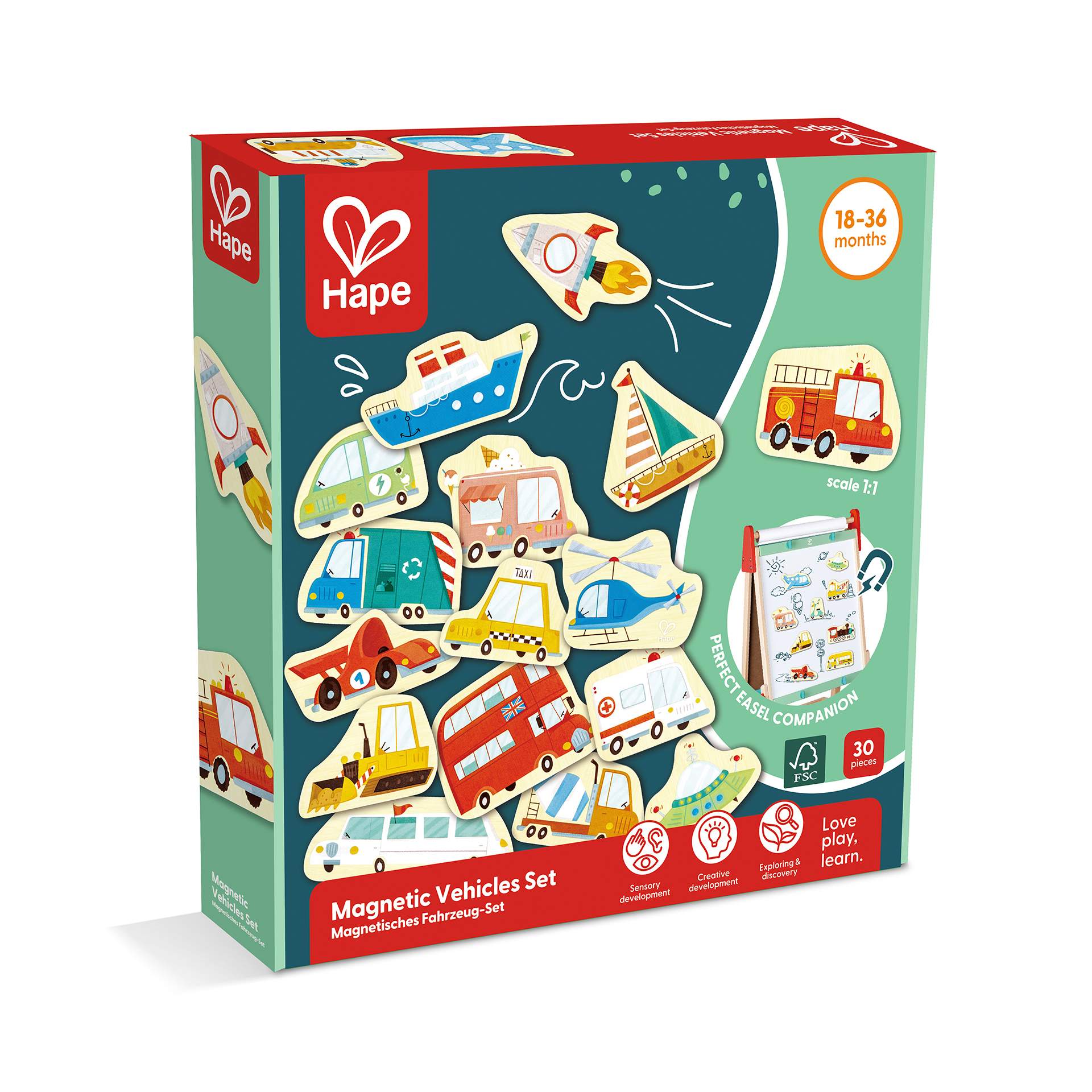 Jucarie din lemn copii - Magneti cu vehicule (30 piese)
