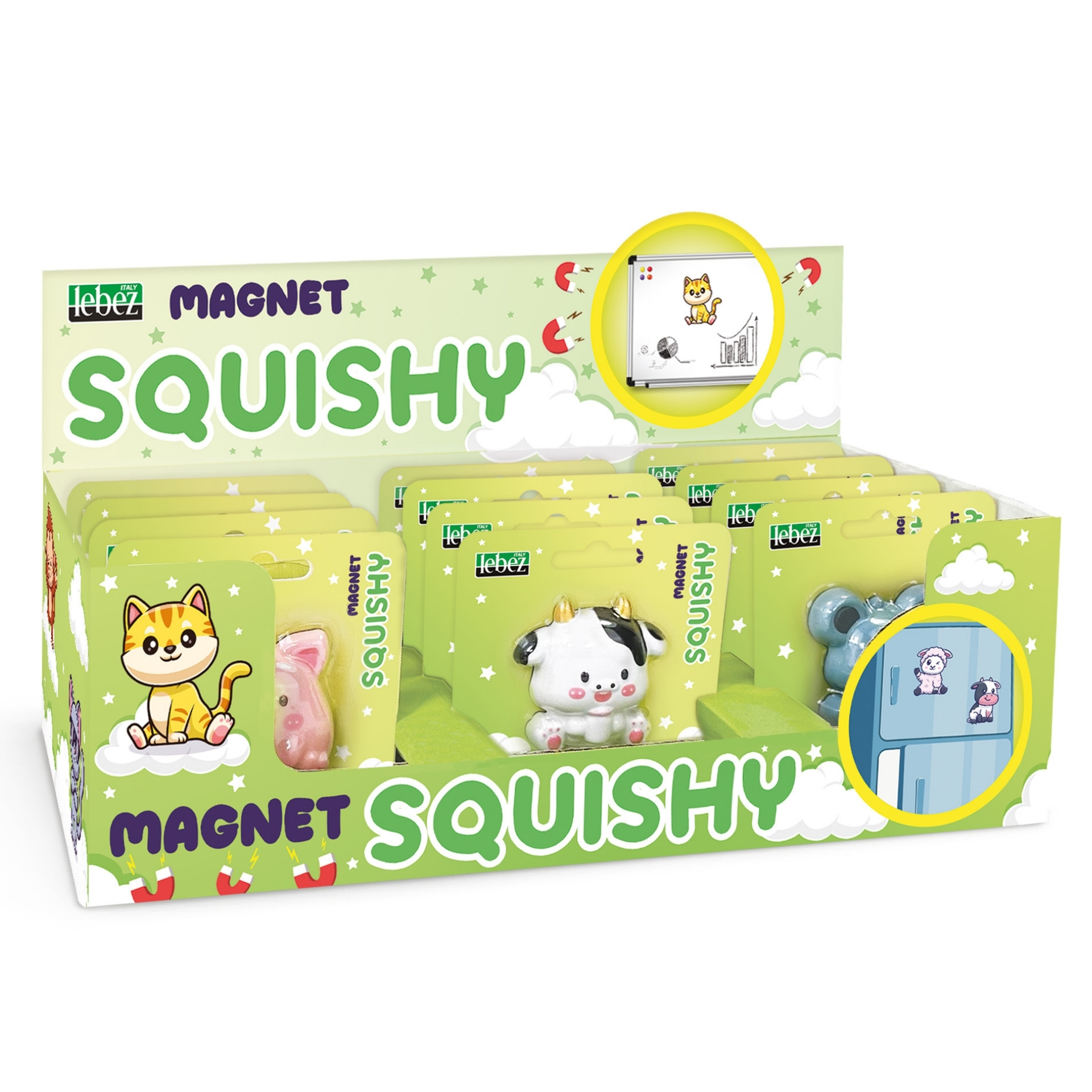 Squishy Magnet cu magnet pe spate, 6 modele asortate (12 blister/display)