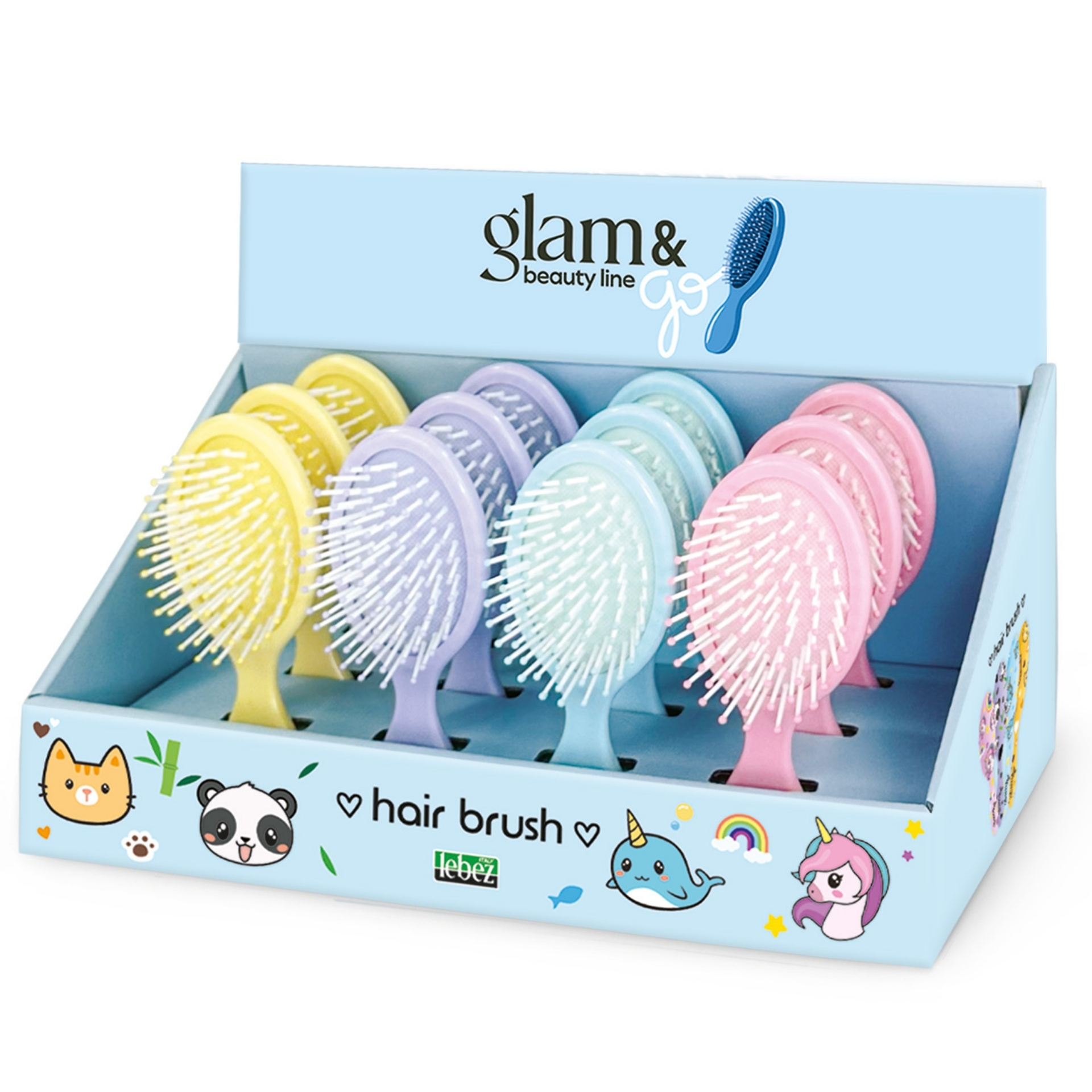 Perie ovala - Glam & Go, 4 modele asortate (12 buc/display)