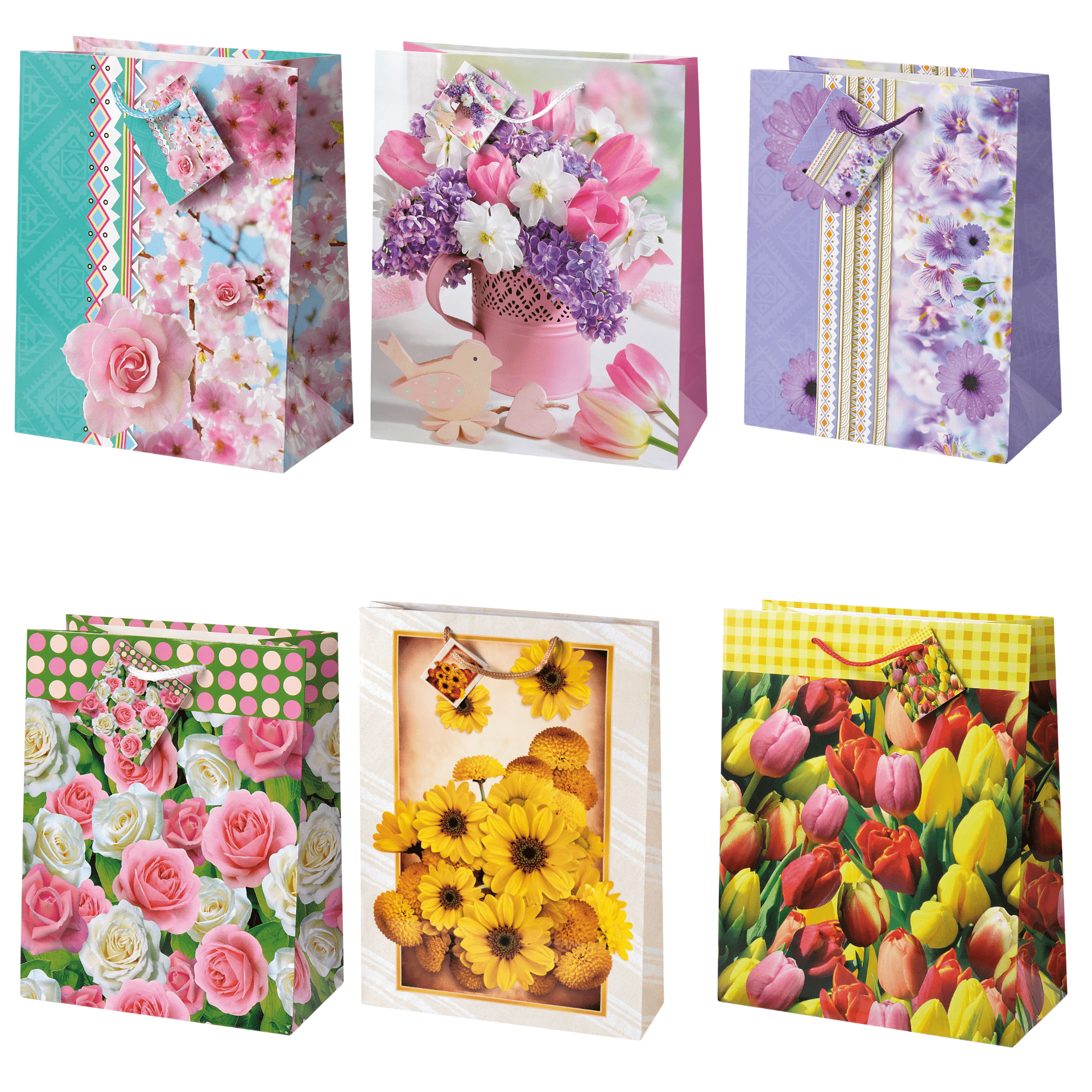 Sacosa Primavara, din hartie cu maner din snur, 33 x 45.7 x 10.2 cm (20 buc/display)