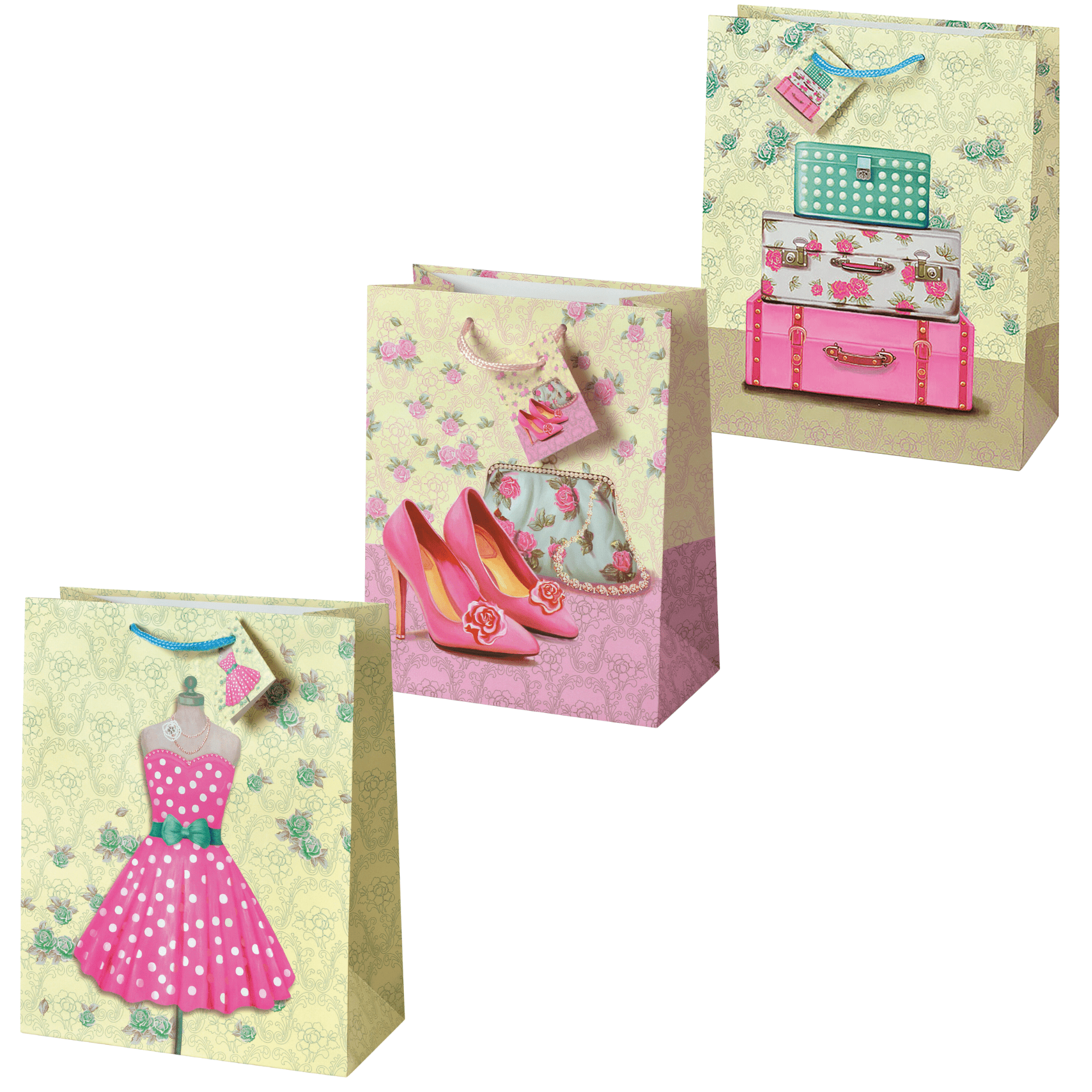 Sacosa Spring Vintage, din hartie cu maner din snur, 26 x 32.5 x 12.7 cm (20 buc/display)