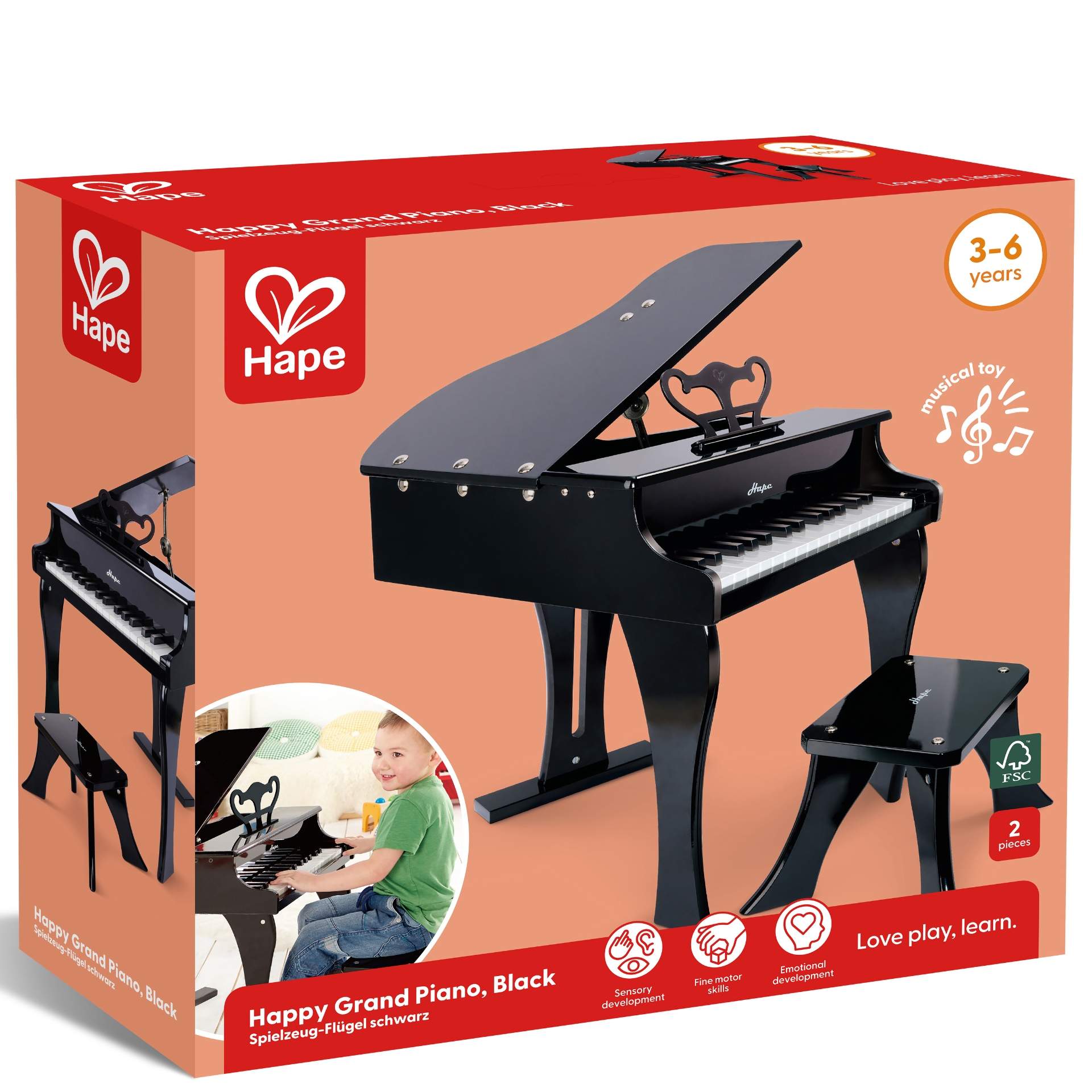 Jucarie din lemn pentru copii - Pian mare negru