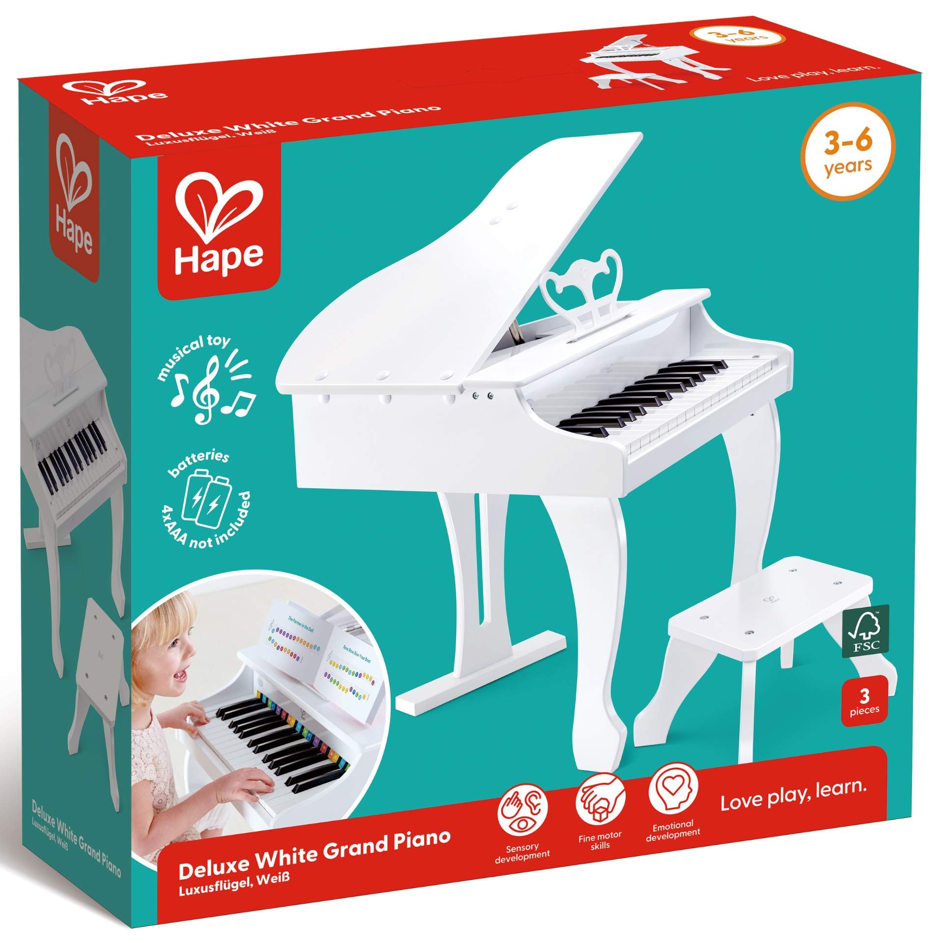 Jucarie din lemn pentru copii - Pian mare alb