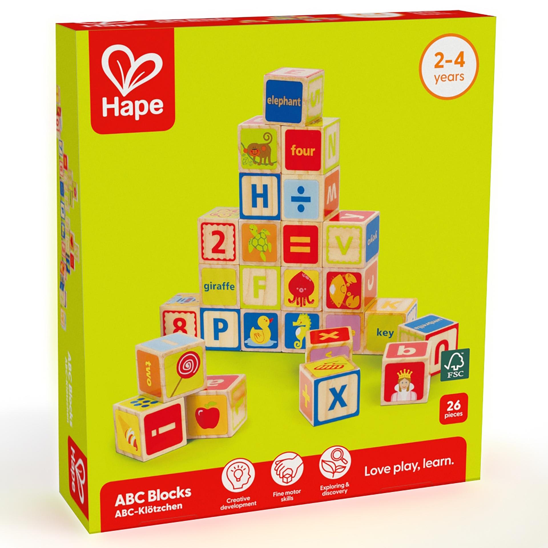 Cuburi din lemn cu litere si numere (26 piese)