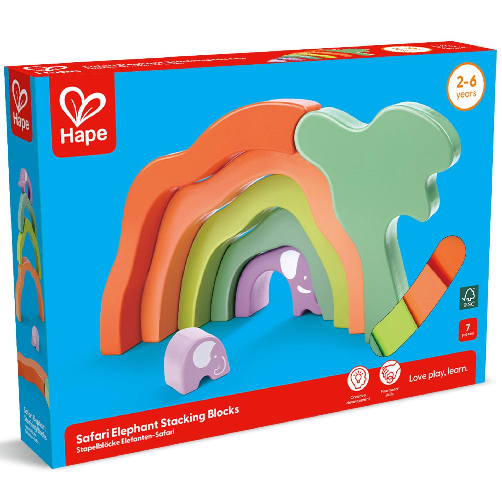 Jucarie din lemn de stivuit - Elefant (7 piese)