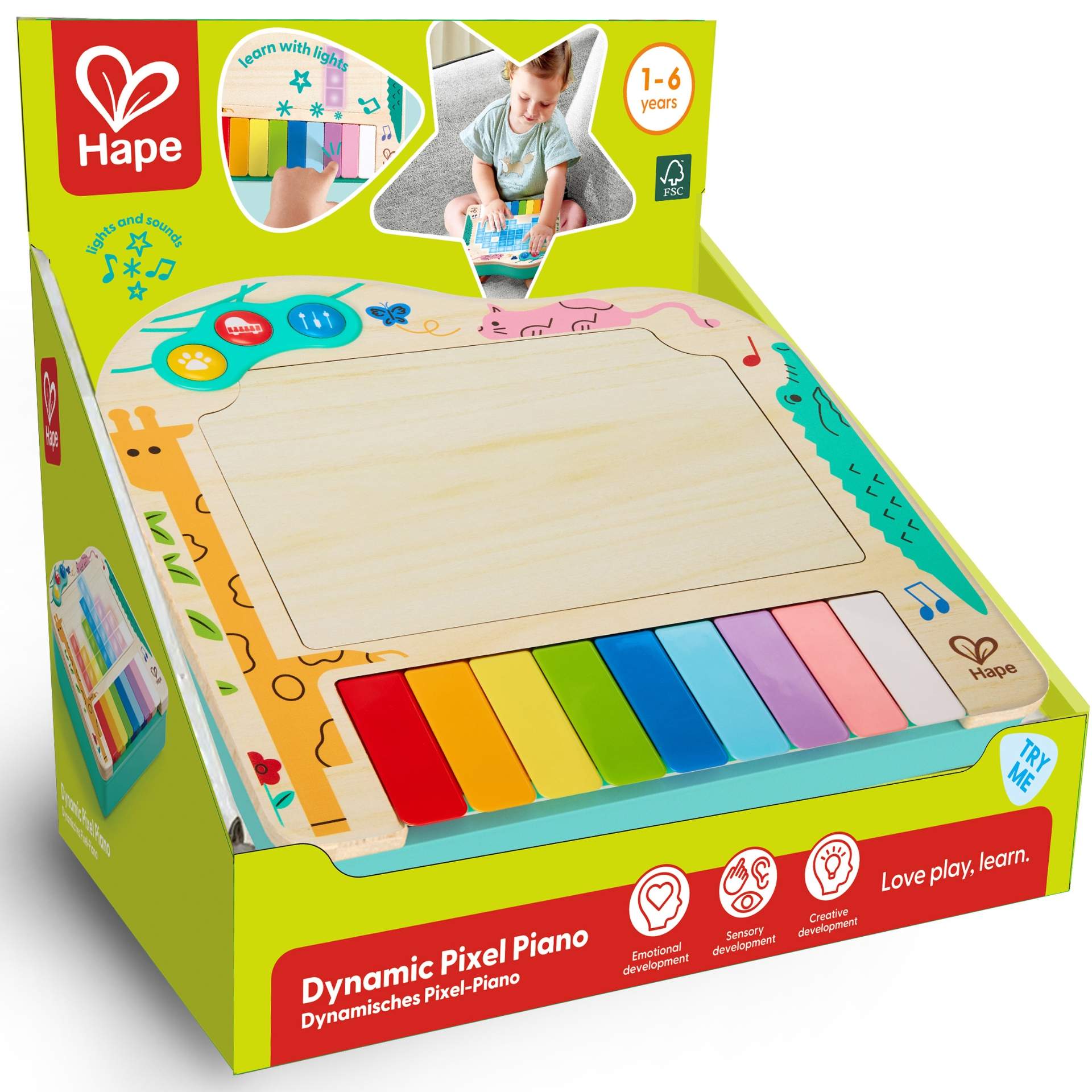 Jucarie din lemn - Pian copii cu pixeli dinamici