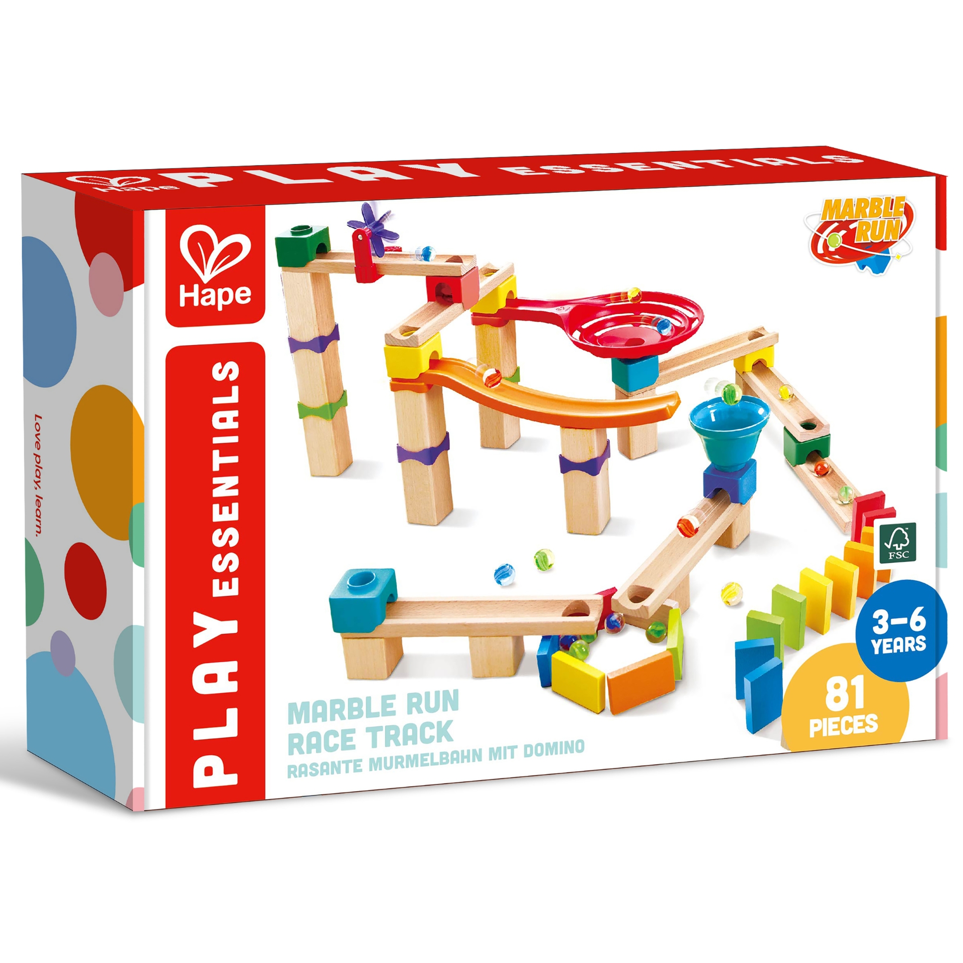 Jucarie din lemn - Marble Run Race Track (81 piese)
