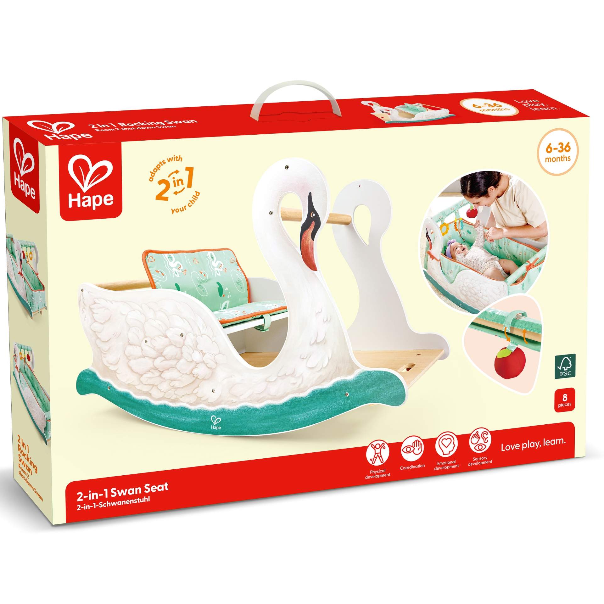 Jucarie din lemn - Scaun Lebada 2 în 1 pentru copii