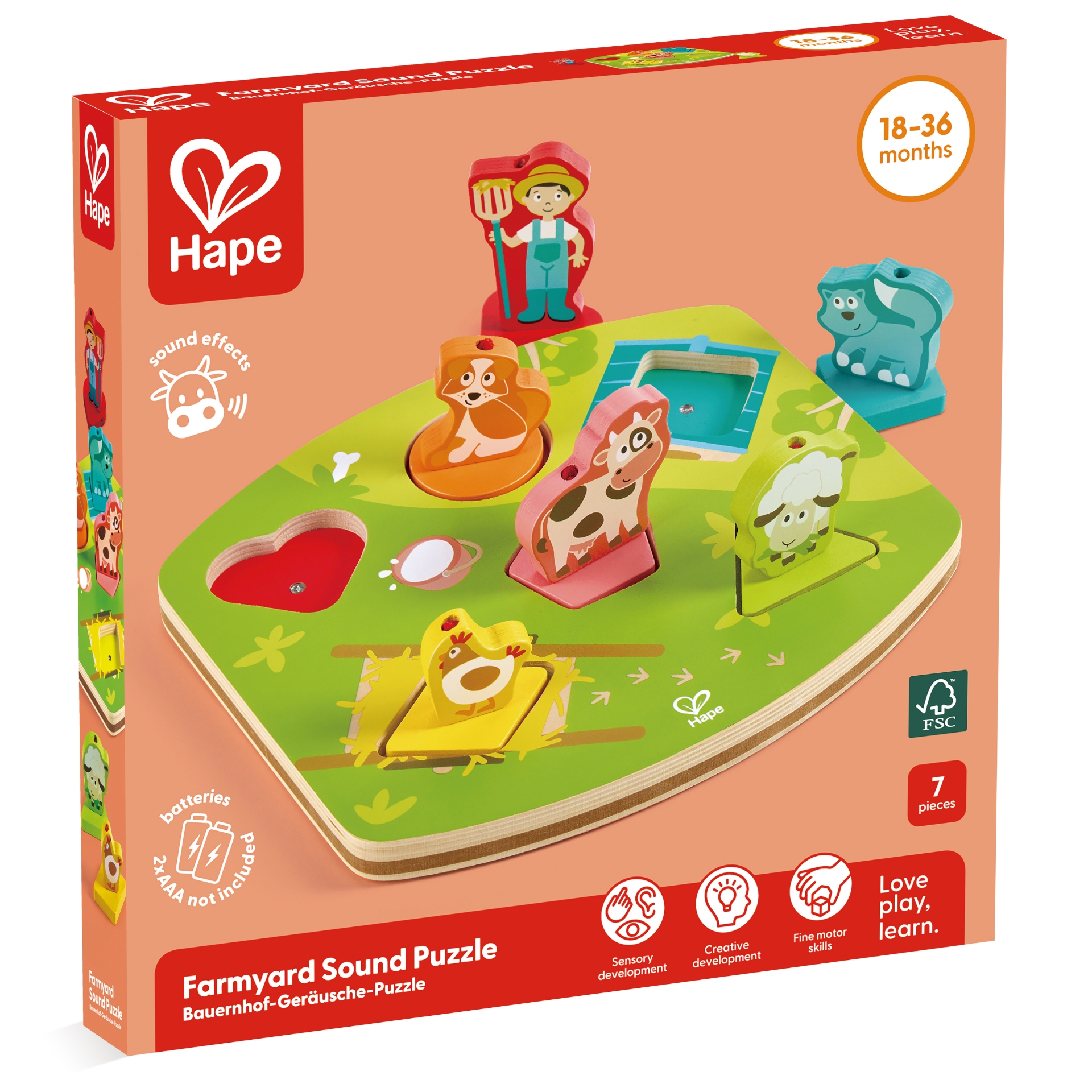 Puzzle din lemn cu sunete – Ferma