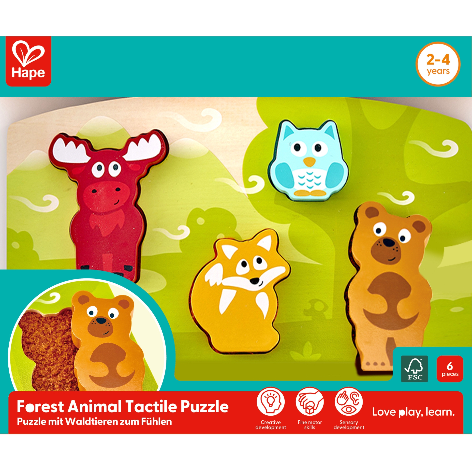 Puzzle din lemn tactil – Animale din padure