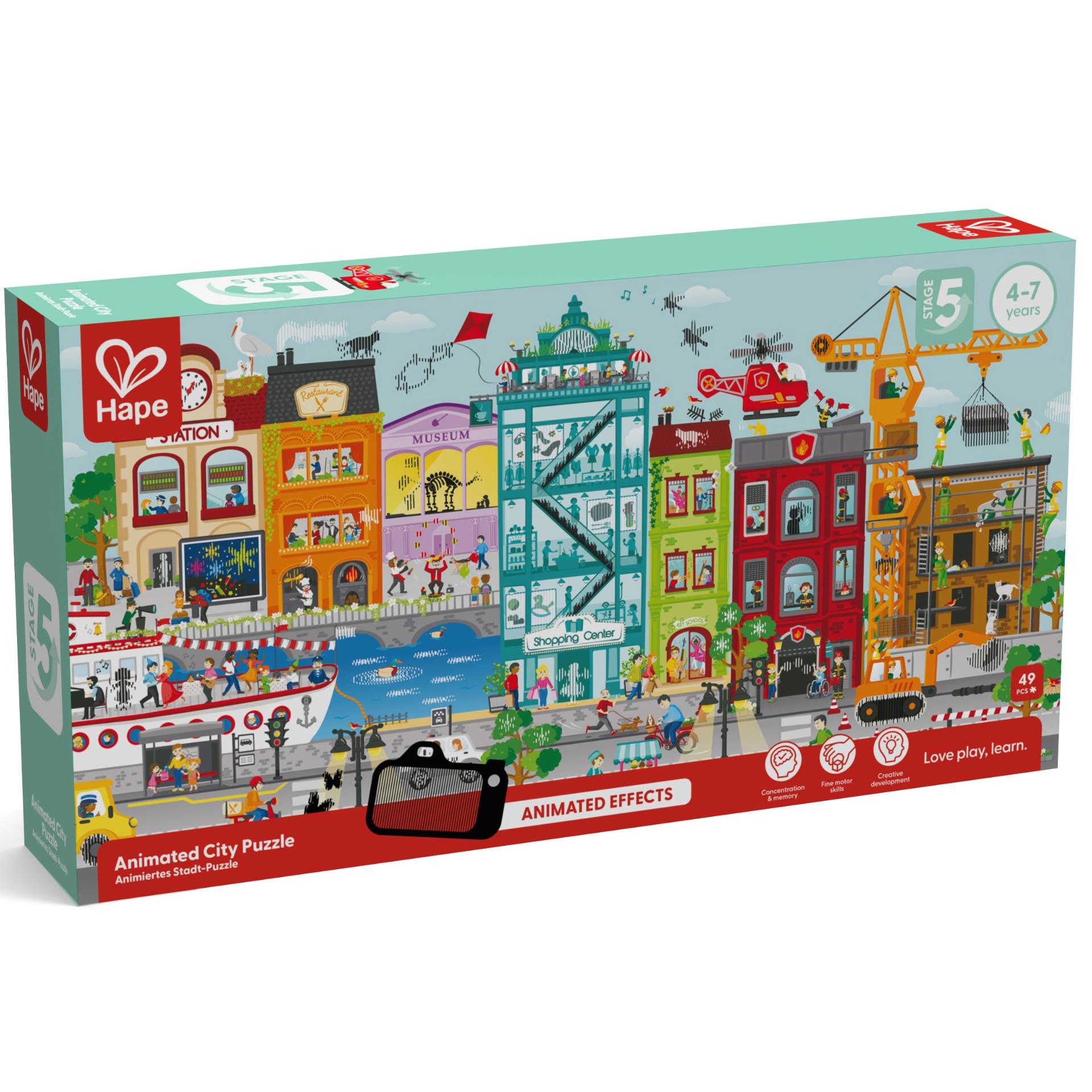 Puzzle pentru copii de podea Orasul animat (49 piese)