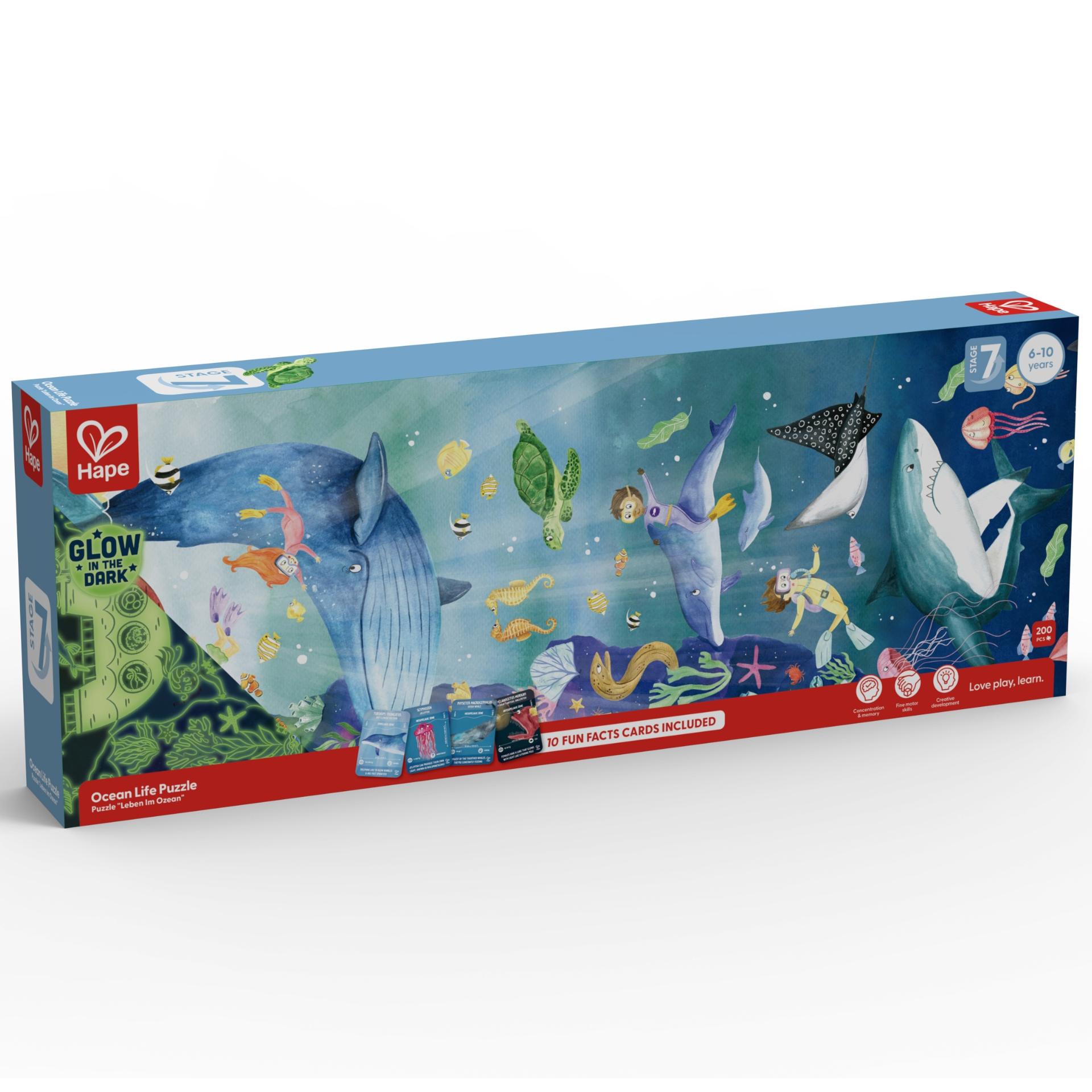 Puzzle pentru copii fotoluminescent Viata acvatica (200 piese, 1.5m)