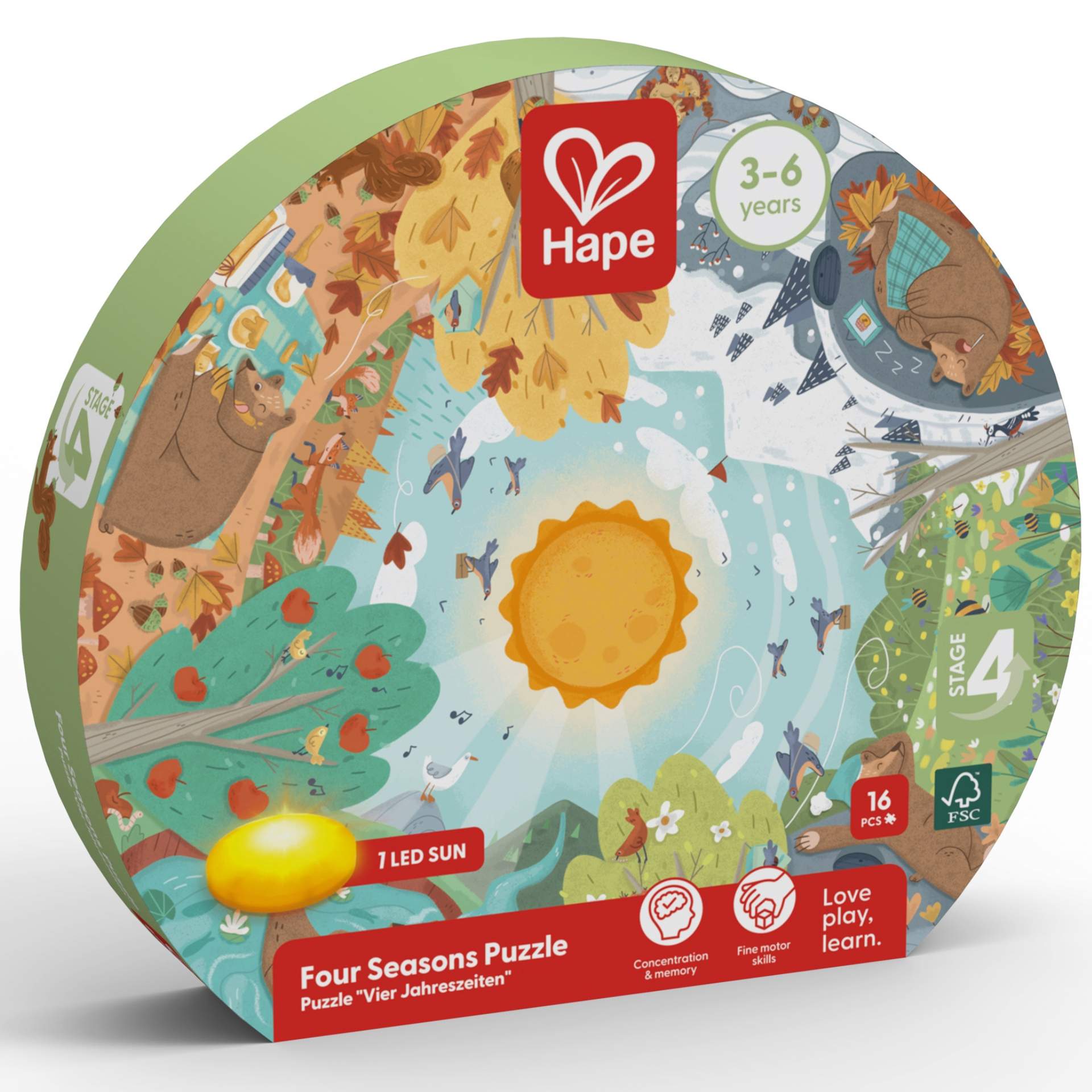 Puzzle copii cu anotimpurile, lumini led (17 piese)