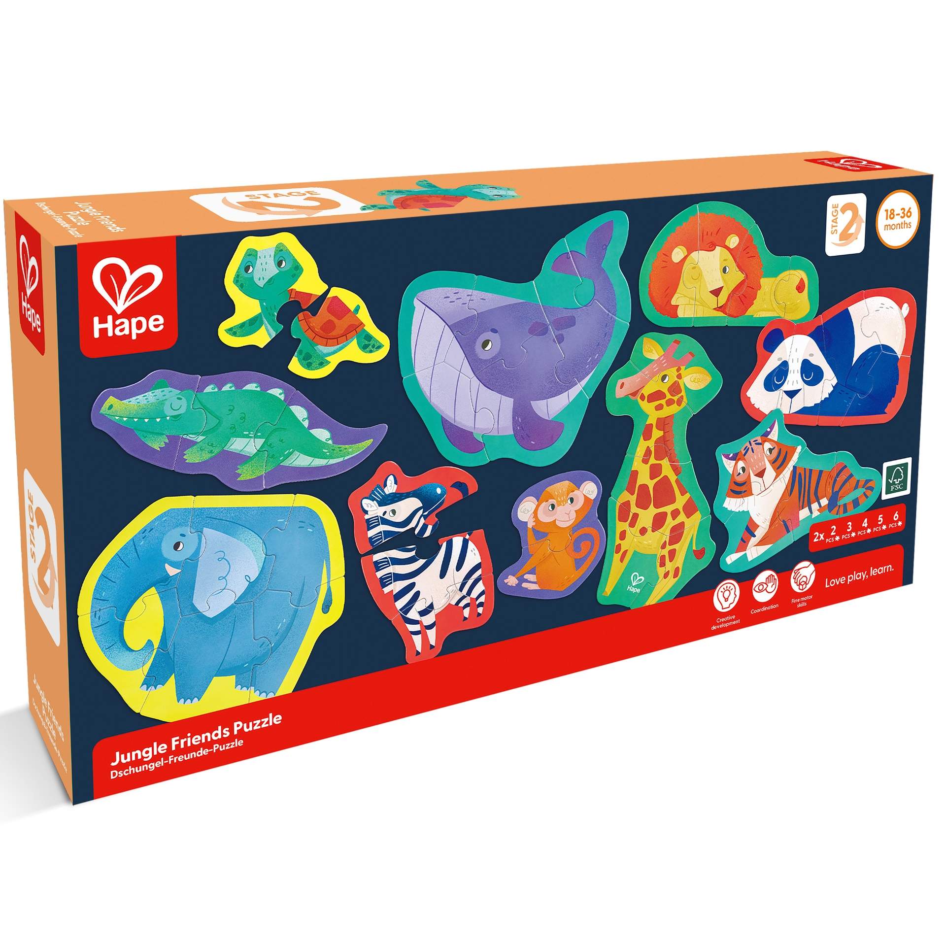 Set 10 puzzle-uri prietenii junglei pentru copii (18-36 luni)