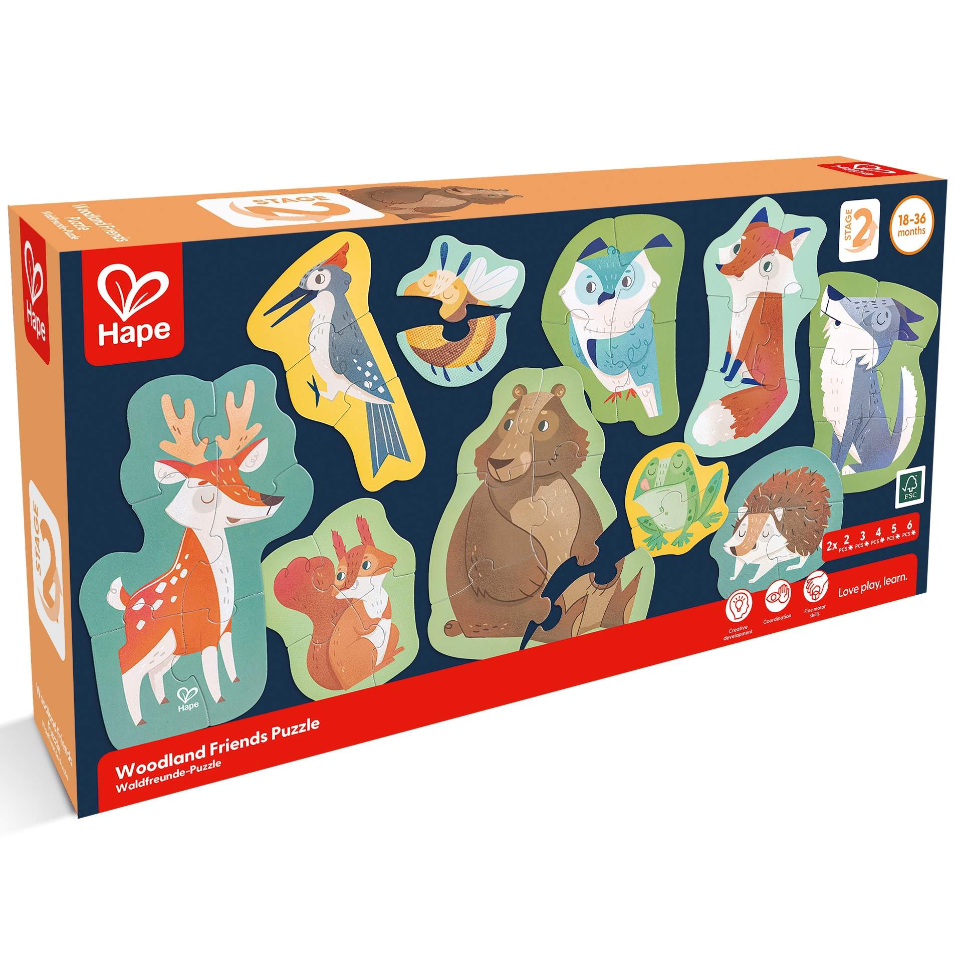Set 10 puzzle-uri pentru copii cu prietenii padurii (18-36 luni)