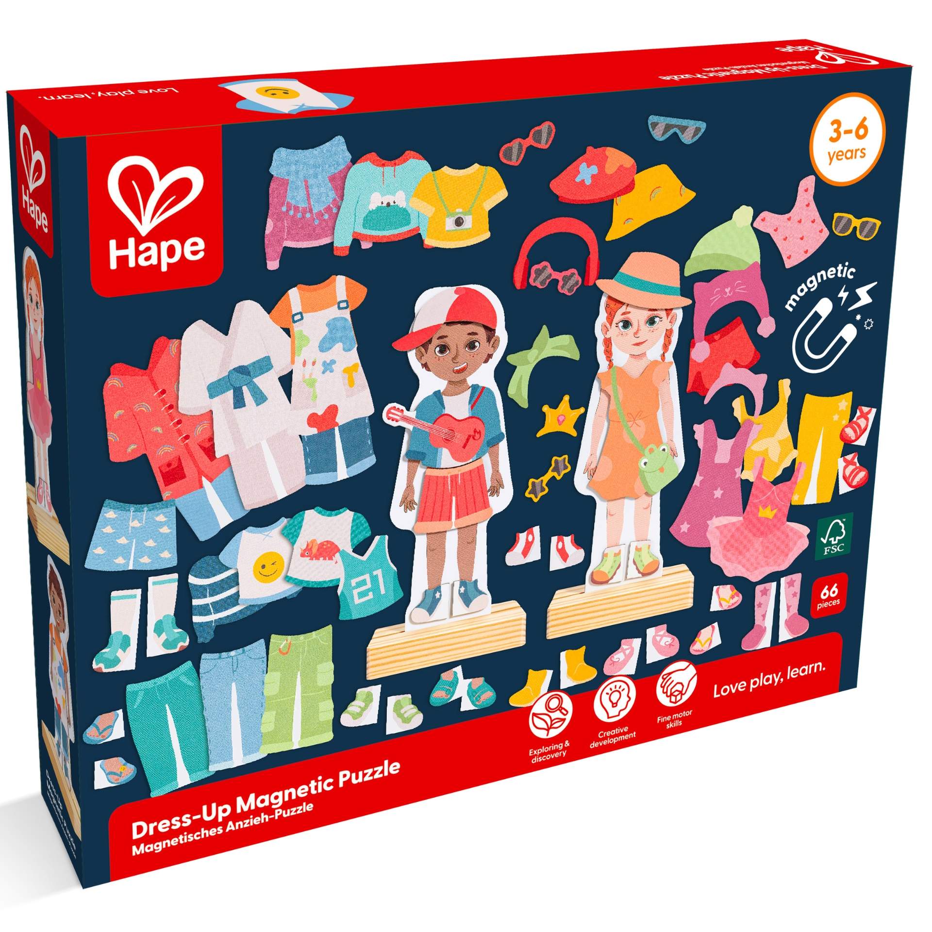Puzzle magnetic de imbracare pentru copii (68 piese)