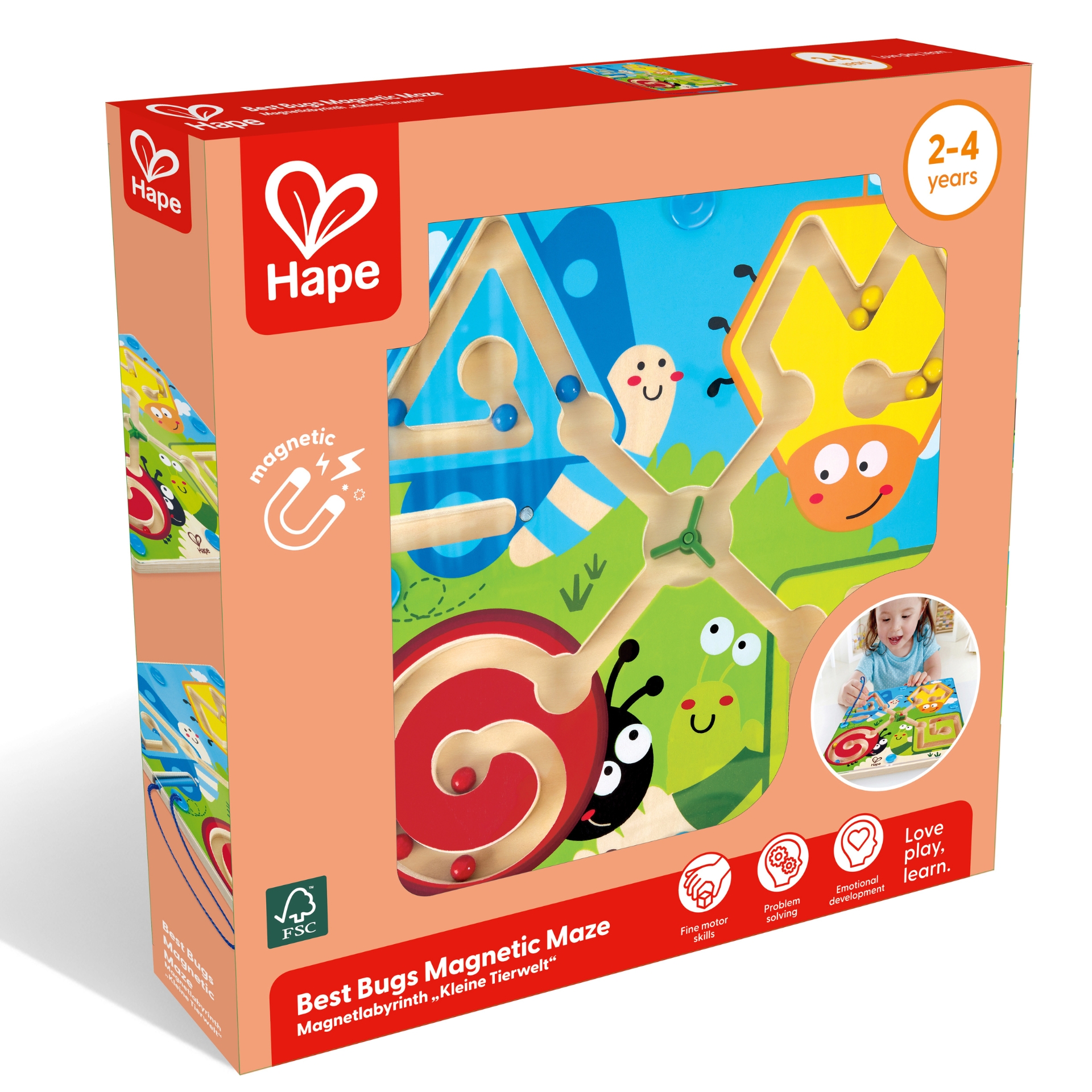 Jucarie din lemn – Labirint magnetic insecte