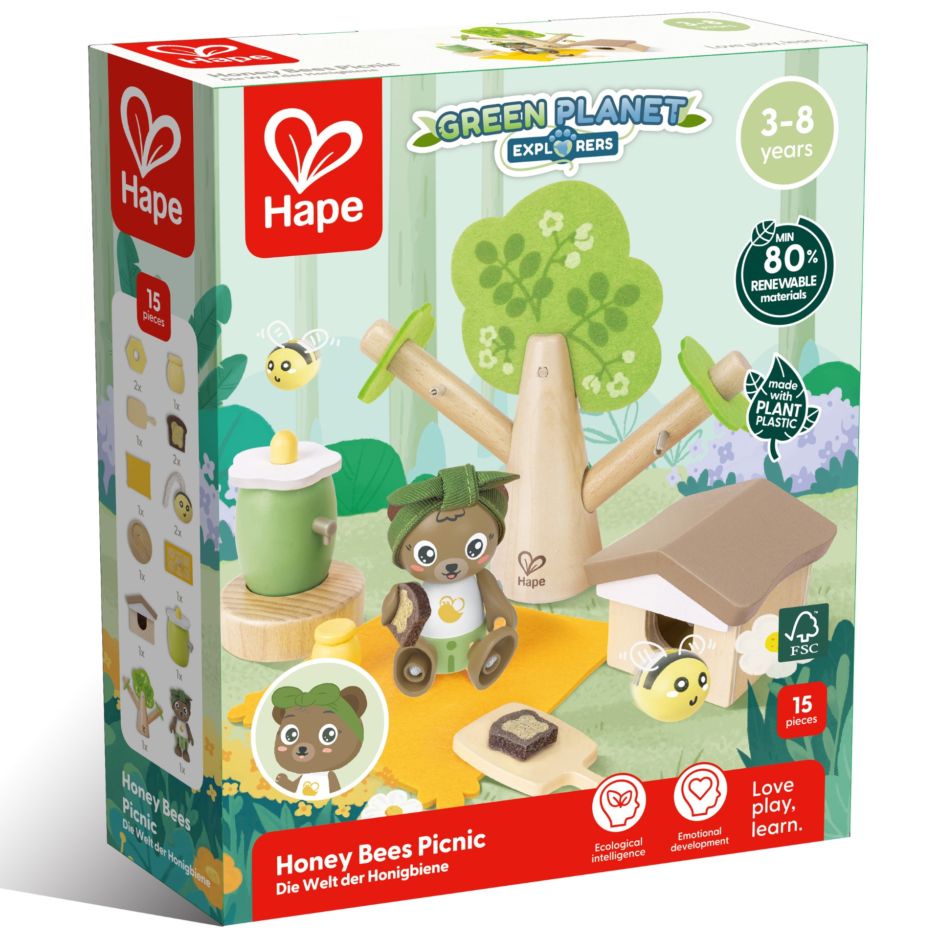 Jucarie din lemn - Picnic cu miere de albine (14 piese)