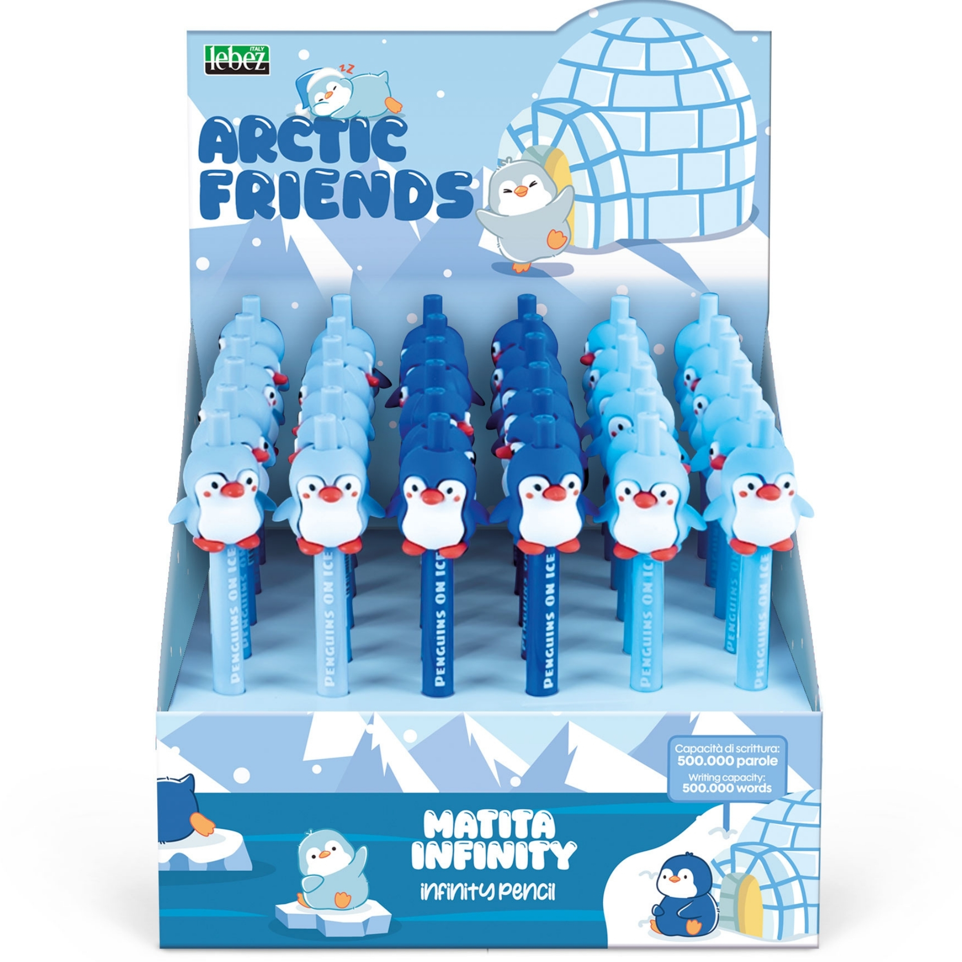Creion Infinity Arctic Friends cu snap, 3 culori (36 buc/display)