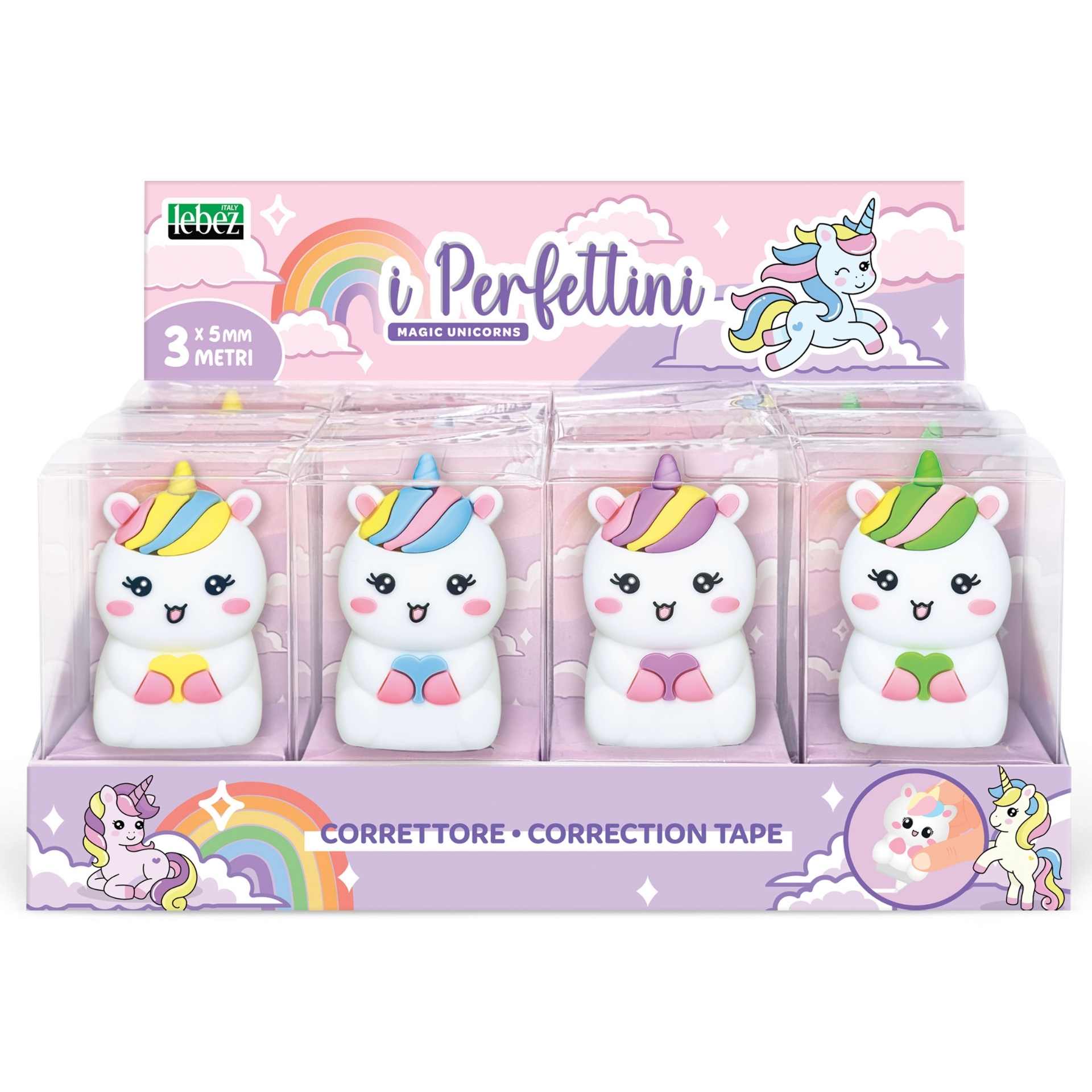 Corector cu banda Magic Unicorns, 4 modele (12 buc/display)